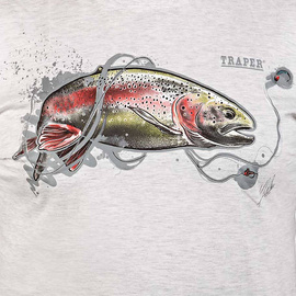 Traper t-shirt Art Rainbow Trout Light Grey