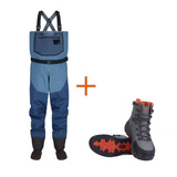 Simms Zestaw Wodery Freestone Stockingfoot Midnight + Buty Freestone Boot Gunmetal guma