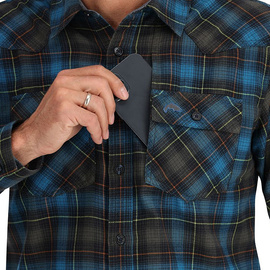 Simms Santee Flannel Shirt Black/Br.Blue Pane Ombre