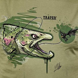 Traper t-shirt Art Trout Light Khaki